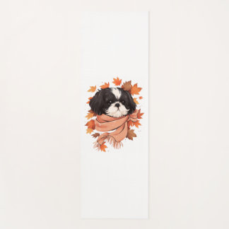 Shih Tzu Fall Dog Autumn Leaves Erntedank Copy Yogamatte