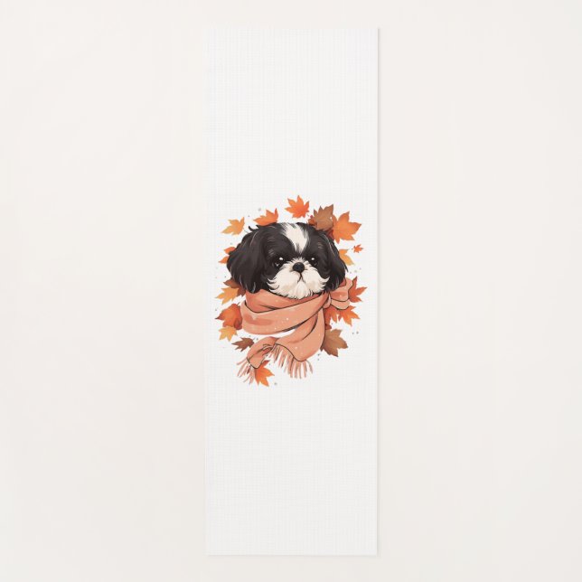 Shih Tzu Fall Dog Autumn Leaves Erntedank Copy Yogamatte (Vorderseite)