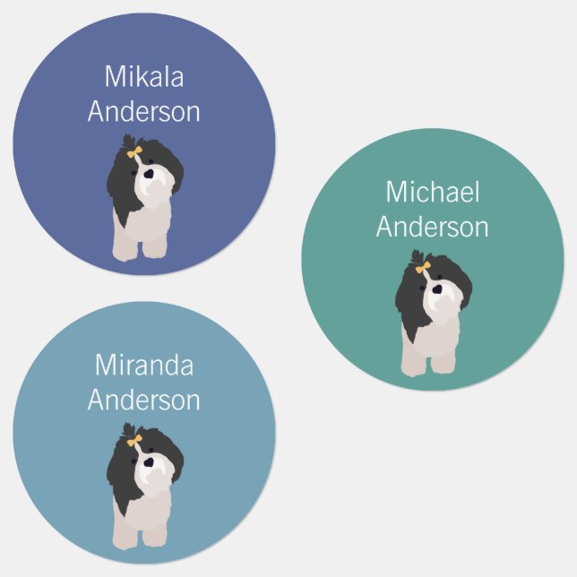 Shih Tzu färbt wasserdichtes Etikett (Gruppe)