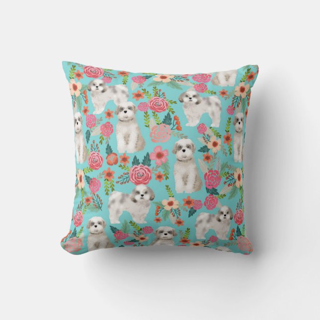 shih tzu florals Kissen Hund Dekor niedlich Hund (Vorderseite)