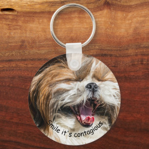 Shih Tzu Gähnen Lachendes Lächeln Text anpassen Schlüsselanhänger