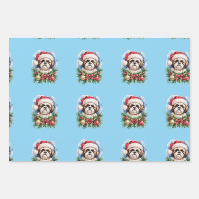 Shih Tzu-Geschenkpapier für Weihnachten  Geschenkpapier Set (Vorderseite 3)