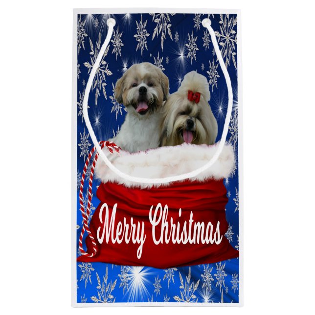 Shih tzu Geschenktasche Weihnachten Kleine Geschenktüte (Rückseite)