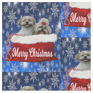 Shih tzu Gewebe-Weihnachten Stoff