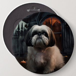 Shih Tzu Halloween Beängstigend Button