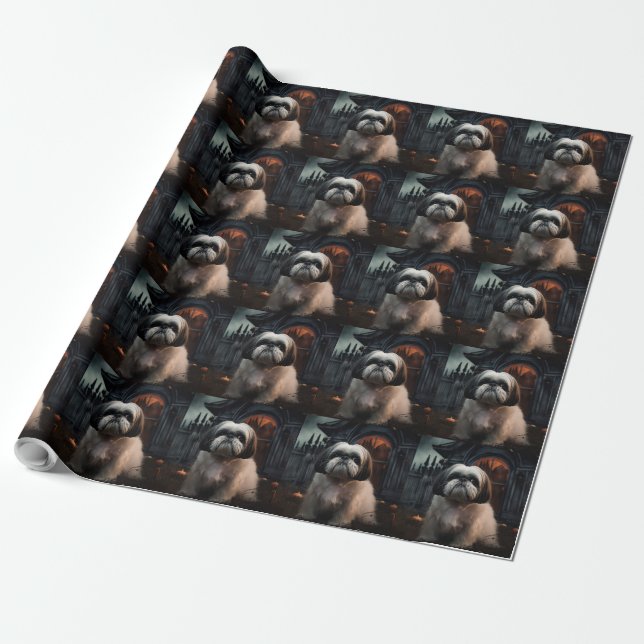 Shih Tzu Halloween Beängstigend Geschenkpapier (Ungerollt)