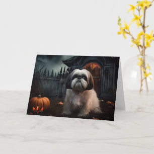 Shih Tzu Halloween Beängstigend Karte