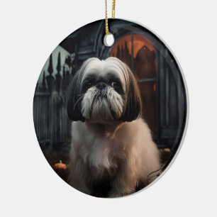 Shih Tzu Halloween Beängstigend Keramik Ornament