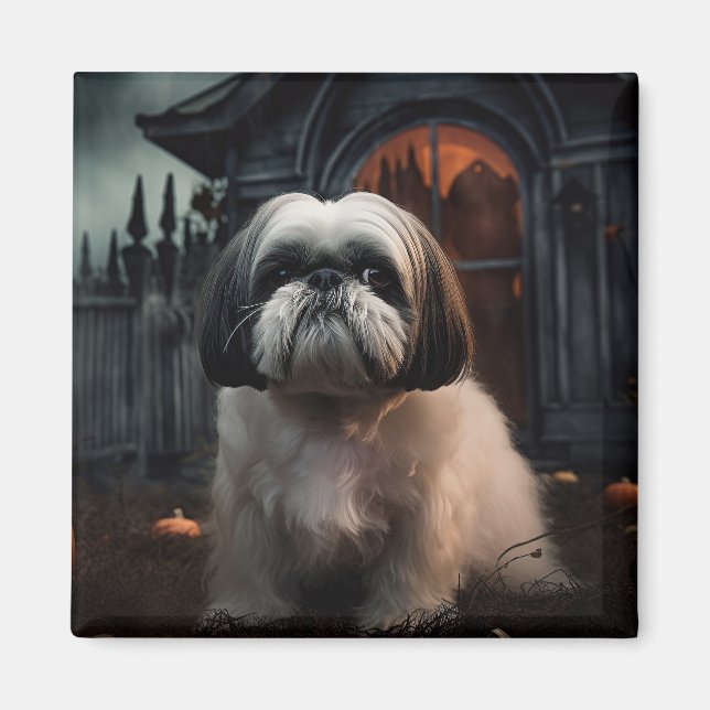 Shih Tzu Halloween Beängstigend Magnet (Vorne)