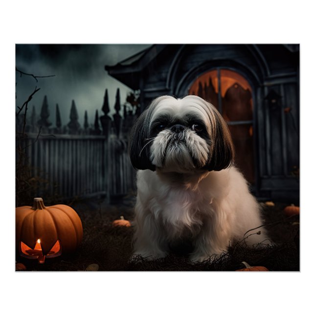 Shih Tzu Halloween Beängstigend Poster (Vorderseite)
