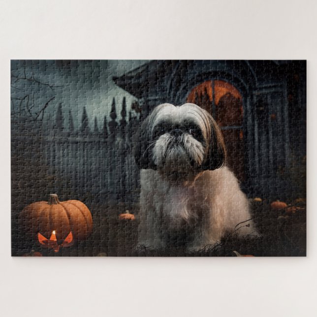 Shih Tzu Halloween Beängstigend Puzzle (Horizontal)