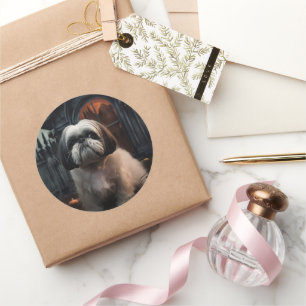 Shih Tzu Halloween Beängstigend Runder Aufkleber