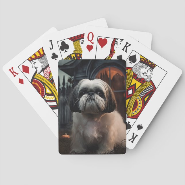 Shih Tzu Halloween Beängstigend Spielkarten (Rückseite)