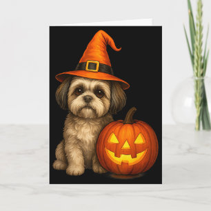 Shih Tzu Halloween Kürbis Hund Kostüm Familie Pass Karte
