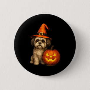 Shih Tzu Halloween-Kürbis-Hundekostüm Familien-Mat Button