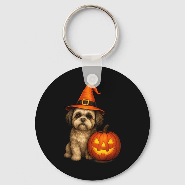 Shih Tzu Halloween Pumpkin Dog Costume Family Matc Schlüsselanhänger (Vorderseite)
