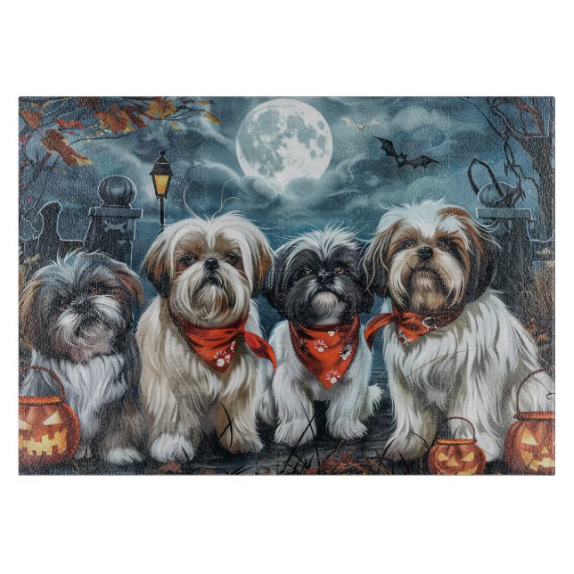 Shih Tzu Halloween Spooky Schneidebrett (Vorderseite)