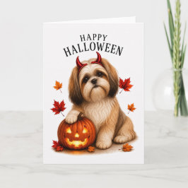 Shih Tzu Halloween Teufelshund Karte