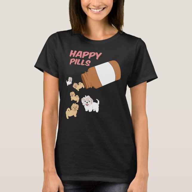 Shih Tzu Happy Pills Shih Tzu Dog T-Shirt (Vorderseite)