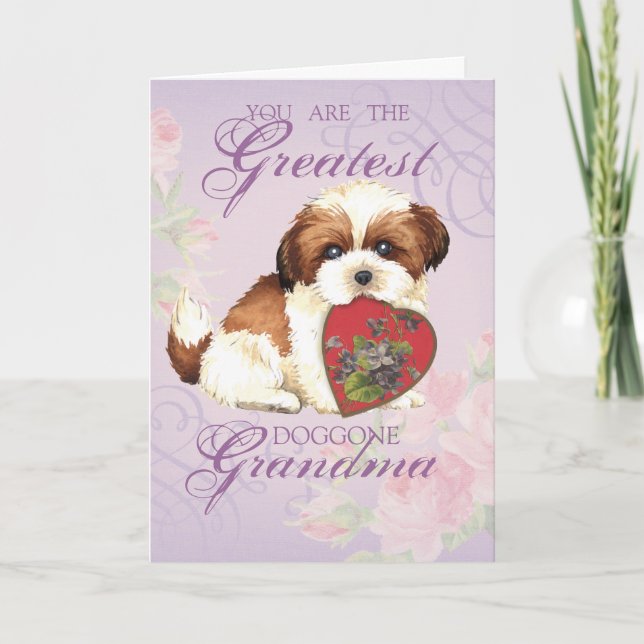 Shih Tzu Heart Grandma Karte (Vorderseite)