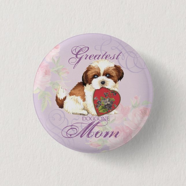 Shih Tzu Heart Mama Button (Vorderseite)