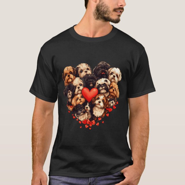Shih Tzu Heart-shaped Cute Shih Tzu Valentines Day T-Shirt (Vorderseite)