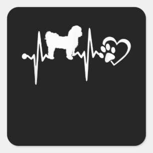 Shih Tzu Heartbeat Paw Puppy Funny Dog Pet Quadratischer Aufkleber