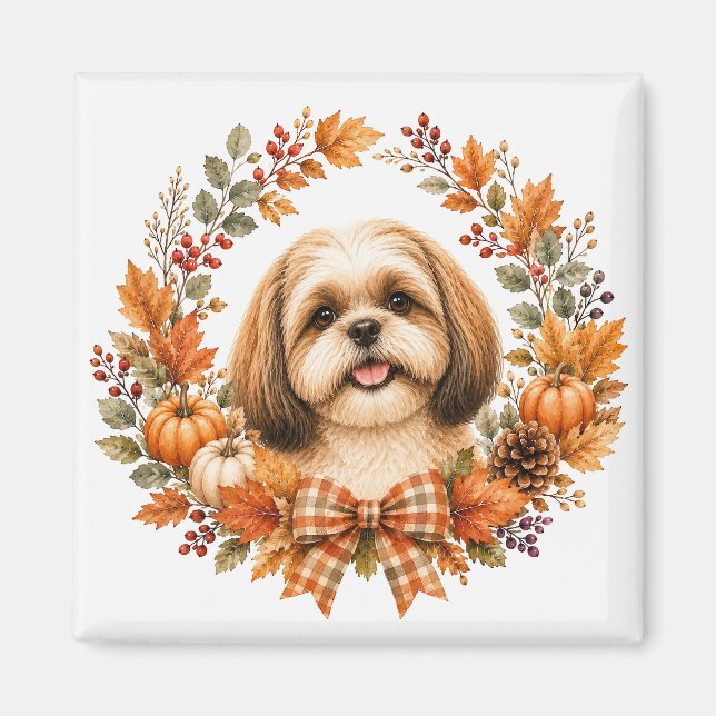 Shih Tzu Herbstkranz Magnet (Vorne)