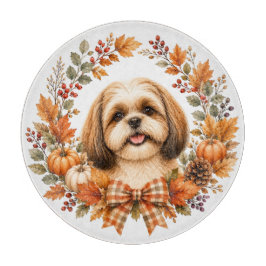 Shih Tzu Herbstkranz Schneidebrett