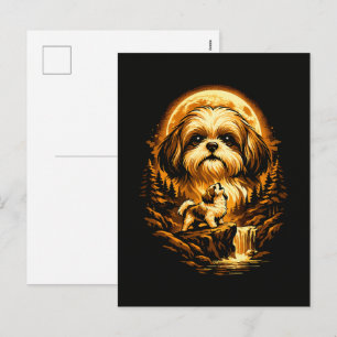 Shih Tzu Heult zum Mond Lustiger Hund Feiertagspostkarte