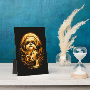 Shih Tzu Heult zum Mond Lustiger Hund Fotoplatte