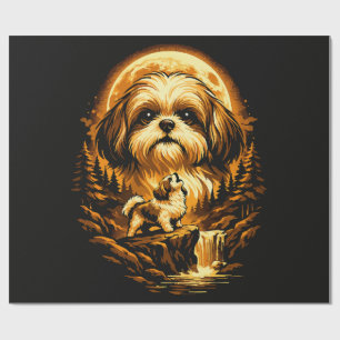 Shih Tzu Heult zum Mond Lustiger Hund Geschenkpapier