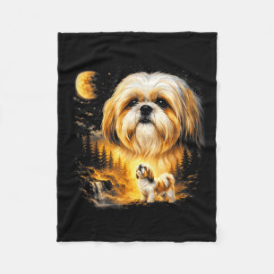 Shih Tzu heult zum Mond vintage 90er lustiger Hund Fleecedecke