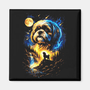 Shih Tzu heult zum Mond vintage 90er lustiger Hund Magnet