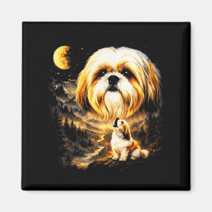Shih Tzu heult zum Mond vintage 90er lustiger Hund Magnet