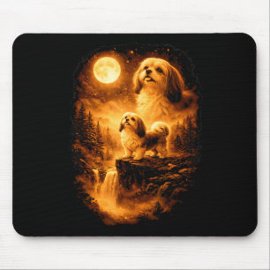 Shih Tzu Heult zum Mond Vintage 90er Lustiger Hund Mousepad