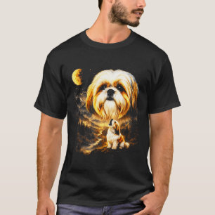 Shih tzu heult zum Mond vintage 90er lustiger Hund T-Shirt