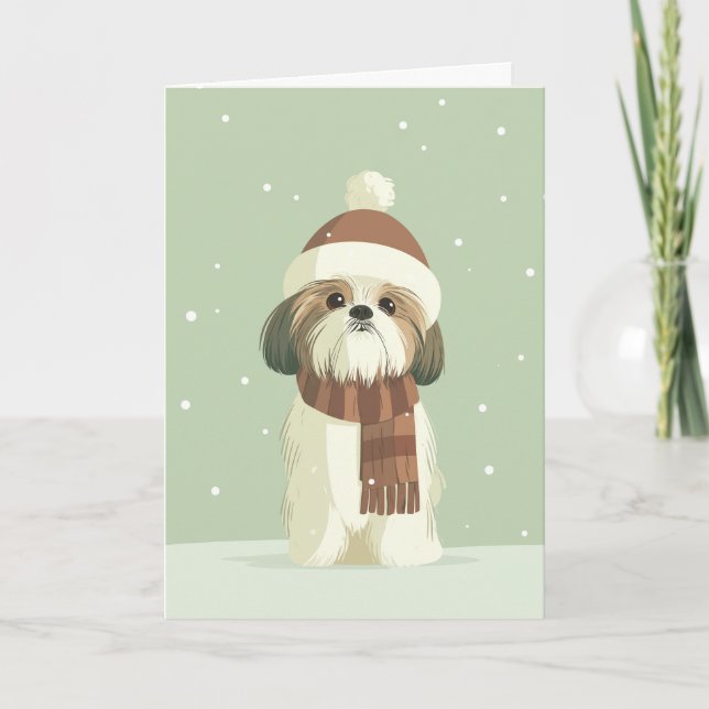 Shih Tzu Holiday Greeting Karte (Vorderseite)