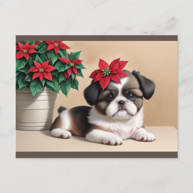 Shih Tzu Holiday Postcard Feiertagspostkarte (Vorderseite)