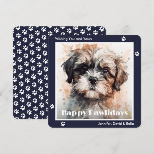 Shih Tzu Hund Blau Aquarell Weihnachten