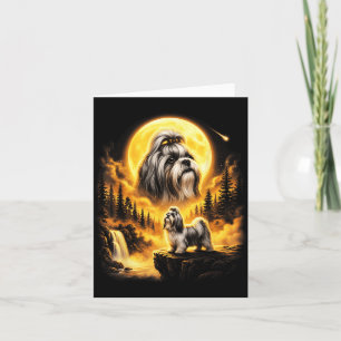 Shih Tzu Hund heult zum Mond Vintage 90er Retro Karte