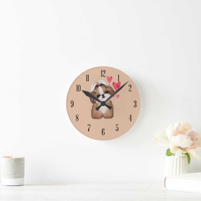 Shih Tzu Hund Rasse Wall Clock Runde Wanduhr (Zuhause)