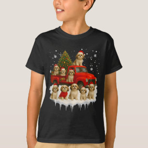 Shih Tzu Hund roter LKW Weihnachtsbaum Santa hässl T-Shirt