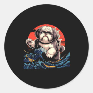 Shih Tzu Hund Shihtzu Hund japanische Kunst Shitzh Runder Aufkleber