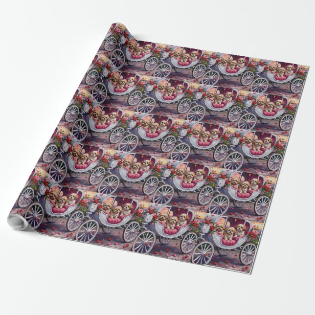 Shih Tzu Hund Valentinstag Geschenkpapier (Ungerollt)