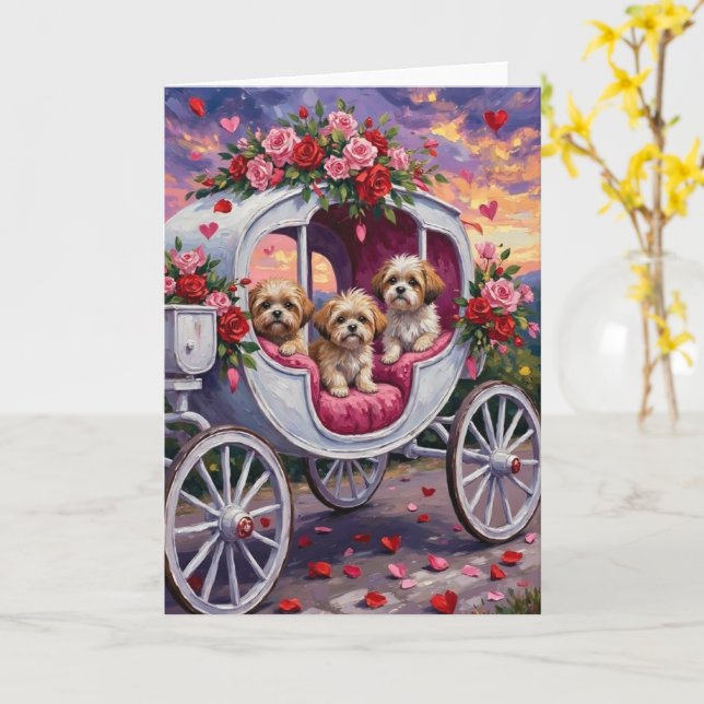 Shih Tzu Hund Valentinstag Karte (Gelbe Blume)