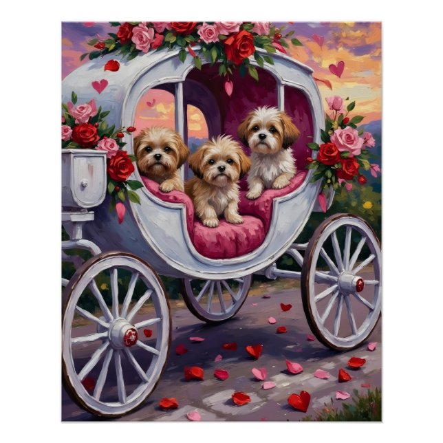 Shih Tzu Hund Valentinstag Poster (Vorderseite)