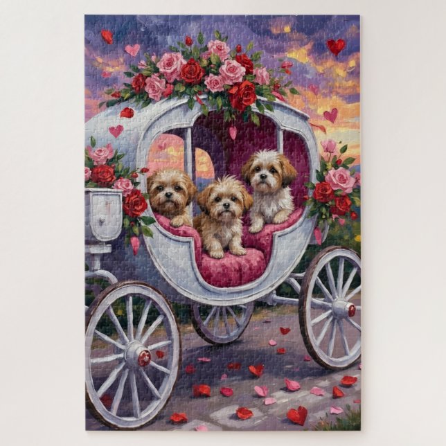 Shih Tzu Hund Valentinstag Puzzle (Vertikal)