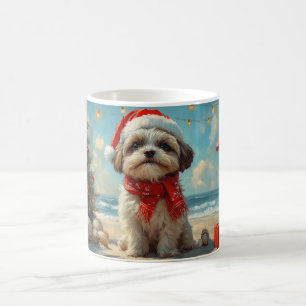 Shih Tzu Hund Weihnachten Vintage Strand Kaffeetasse