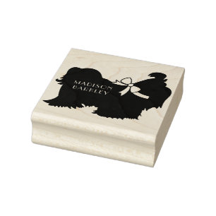 Shih-Tzu-Hund Welpe Langhaar Gummistempel